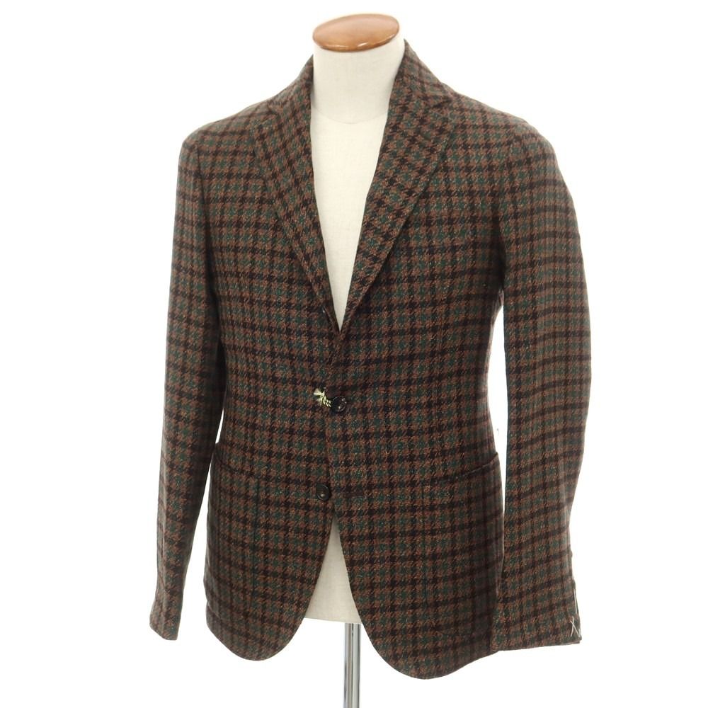中古】【未使用】サルトリオ Sartorio ウールシルク チェック 3つ 