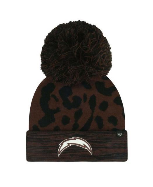 送料無料 47ブランド レディース 帽子 アクセサリー Women s Brown Los Angeles Chargers Cacao Cuffed With Pom Knit Hat Brown
