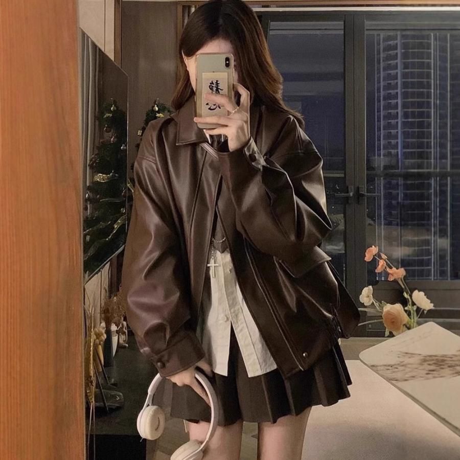 高級✨羊革×ラビットファー ラムレザージャケット レザー大国韓国製