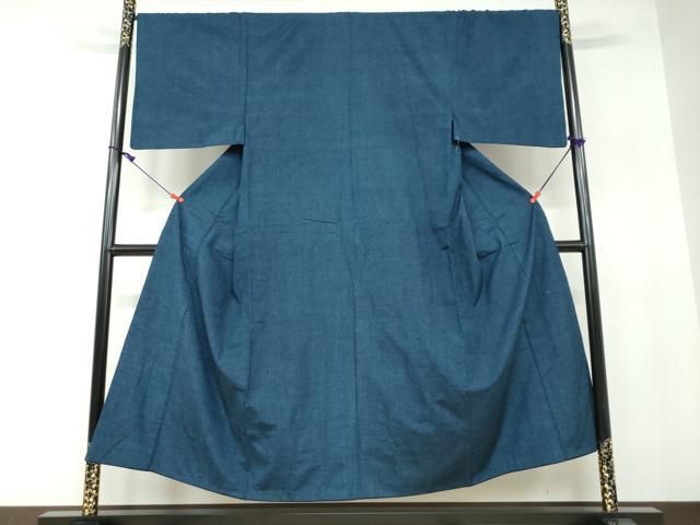 平和屋着物●男性 紬 アンサンブル 濃藍色 正絹 DAAW5540ud