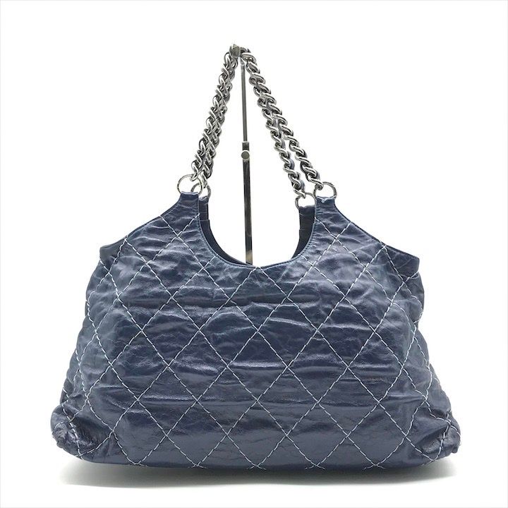 良品 CHANEL シャネル ココマーク ワイルドステッチ レザー チェーン 