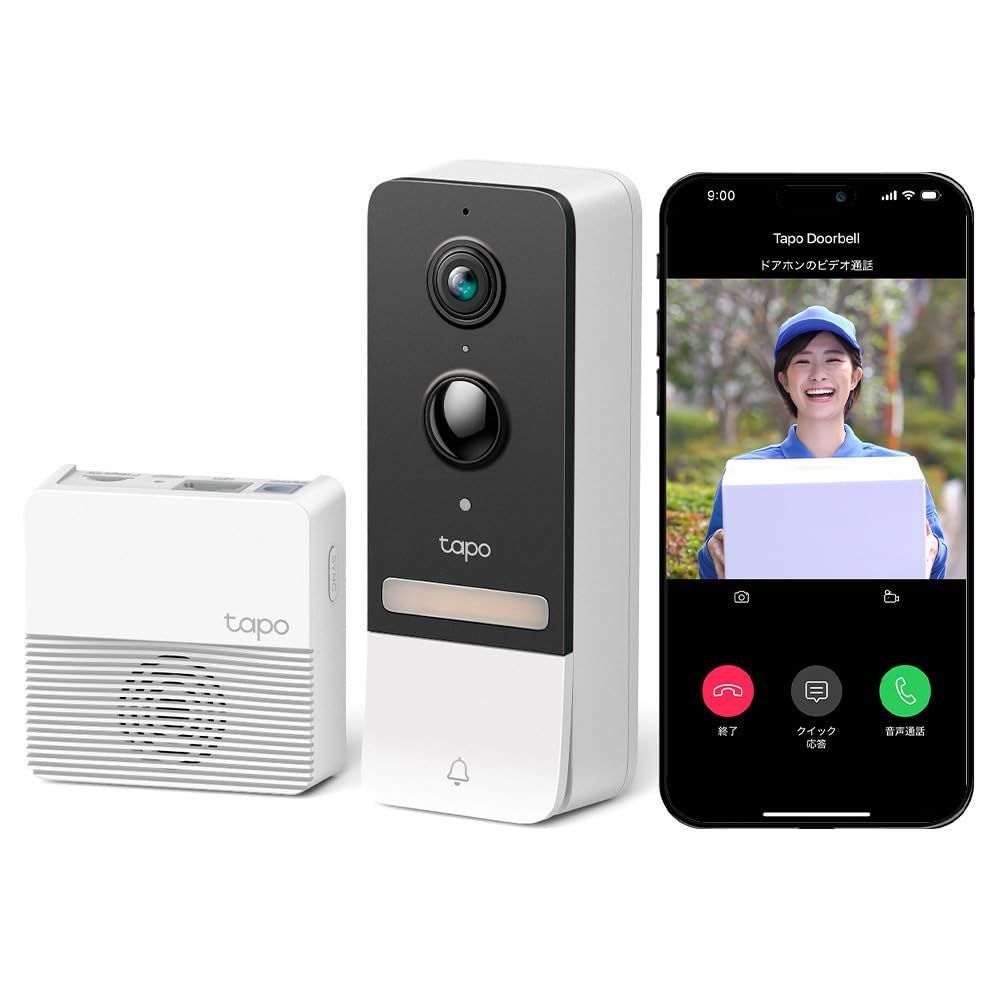 商品 TP-Link スマートドアホン スマホ ビデオドアベル 工事不要 インターホン カメラ付き 2K 5MP ビデオドアベル スマホ連動 ドアホン ワイヤレス 外出先からスマホで玄関先を Tapo D230S1 A