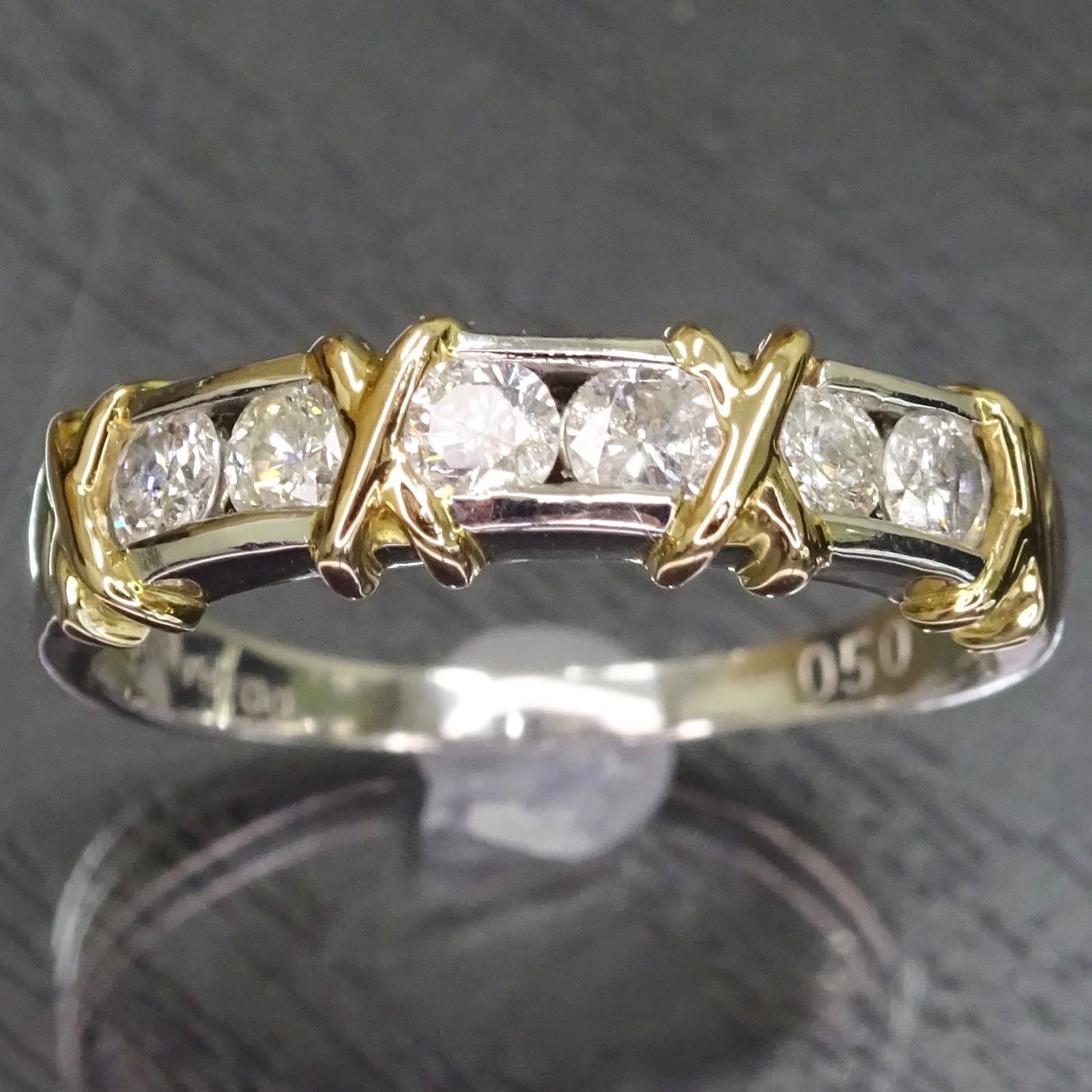 18金 K18 ゴールド GOLD 750 プラチナ pt900 ハーフエタニティ