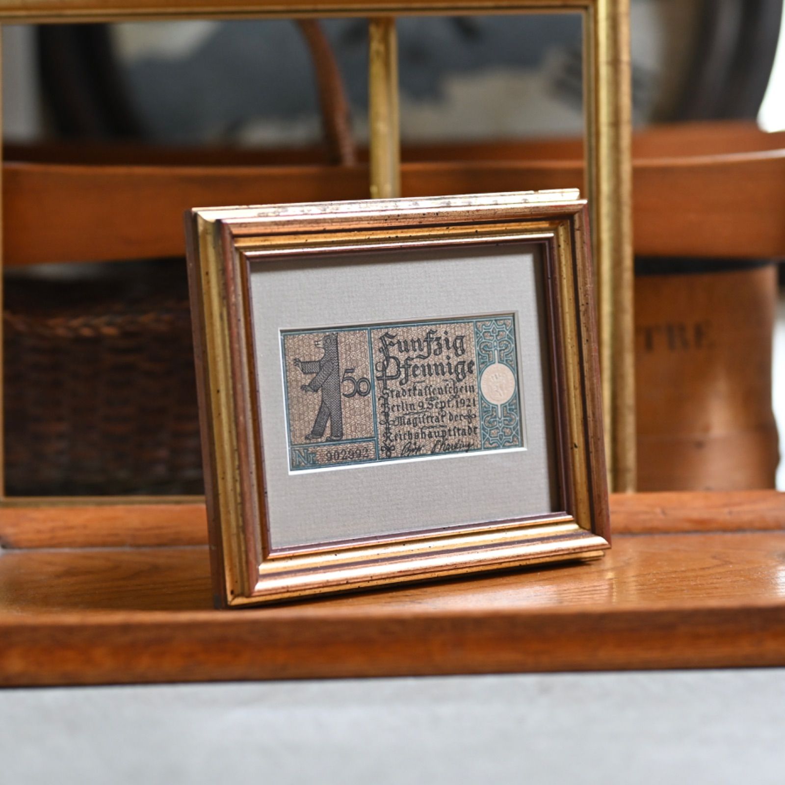 本物保証 アンティーク額装＋希少ノートゲルト5点セット ドイツ 本物