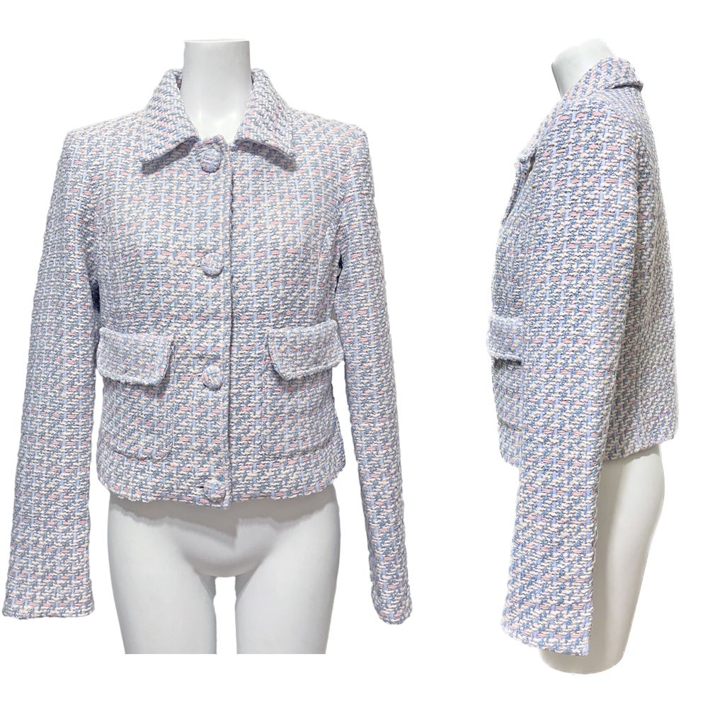 新品ブルマリンBlumarineツイードジャケット パステルブルー×ピンク#40