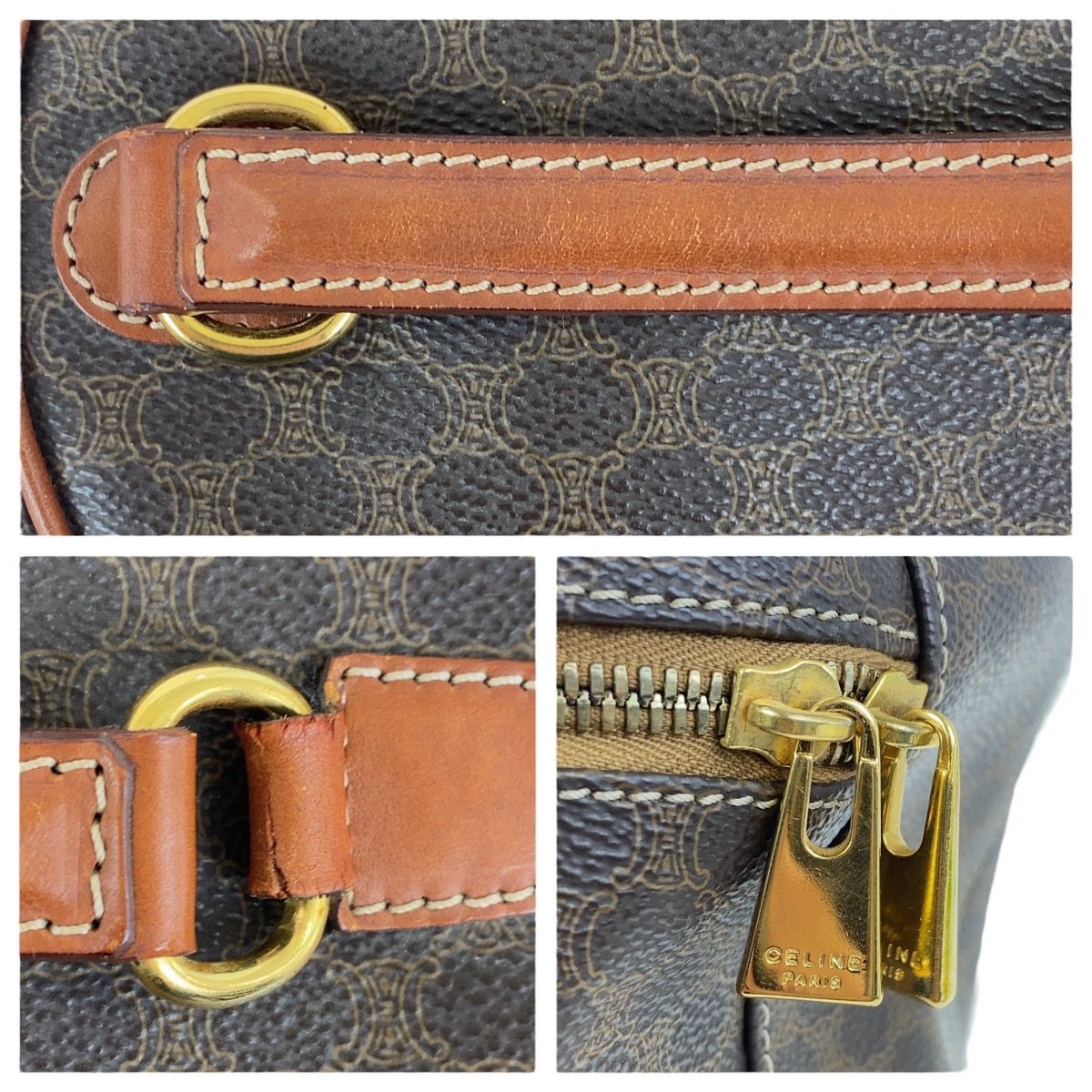 CELINE セリーヌ ヴィンテージ マカダム ブラウン ゴールド金具