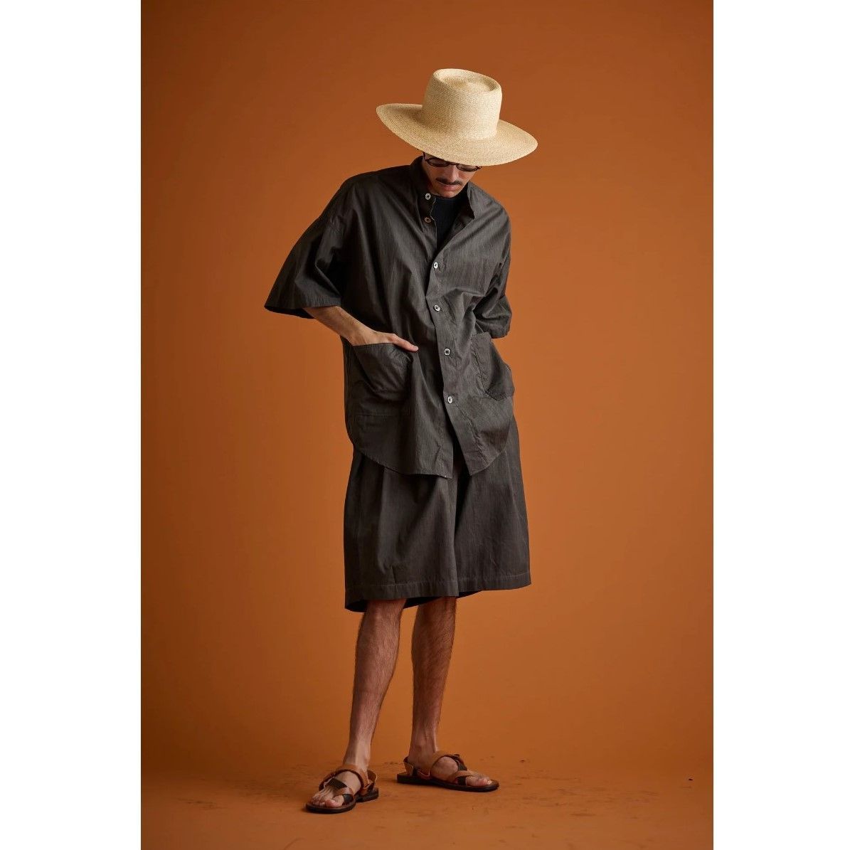 HAVERSACK ハバーサック 墨染めブロード イージーワイドショーツ