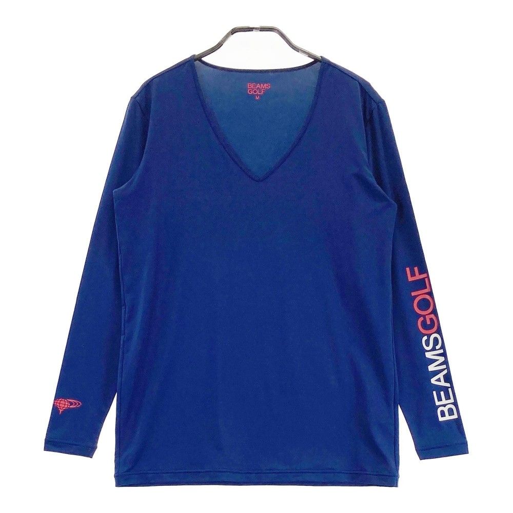 サイズ：M BEAMS GOLF ビームスゴルフ  Vネック 長袖 インナーTシャツ  ネイビー系 [240101448321] ゴルフウェア メンズ ストスト BEAMS GOLF ビームスゴルフ Vネック 長袖インナーTシャツ