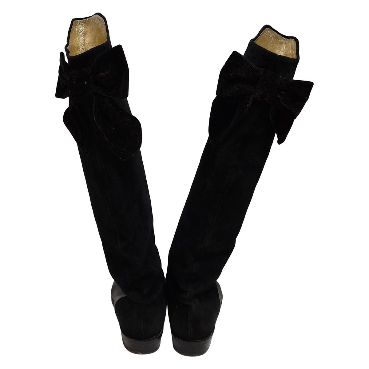 FOXEY フォクシー ロングブーツ 35 レディース - 黒 リボン|アウトソール張替済 レザー KIN-KAAI_COM