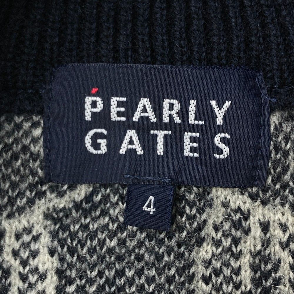 サイズ：4 PEARLY GATES パーリーゲイツ  ニットジャケット 総柄 ホワイト系 [240101466719] ゴルフウェア メンズ ストスト サイズ：4 PEARLY GATES パーリーゲイツ ニットジャケット 総柄