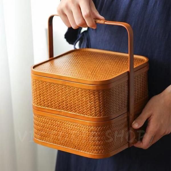 竹編み カゴ 茶器 茶具 収納ボックス カゴ ハンドメイド 竹籠