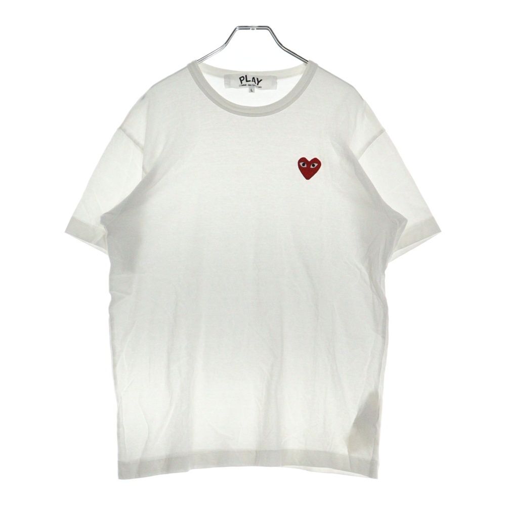 PLAY COMME des GARCONS / プレイコムデギャルソン | ハートワッペン クルーネック カットソー | S | グリーン/ホワイト | レディース PLAY COMME des GARCONS プレイコムデギャルソン ハートワッペン