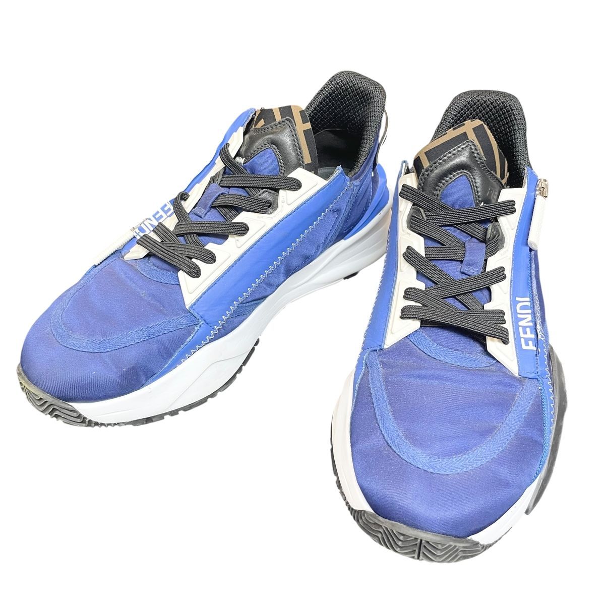 中古】 Fendi フェンディ FLOW スニーカー青×白 サイズ7 日本サイズ 