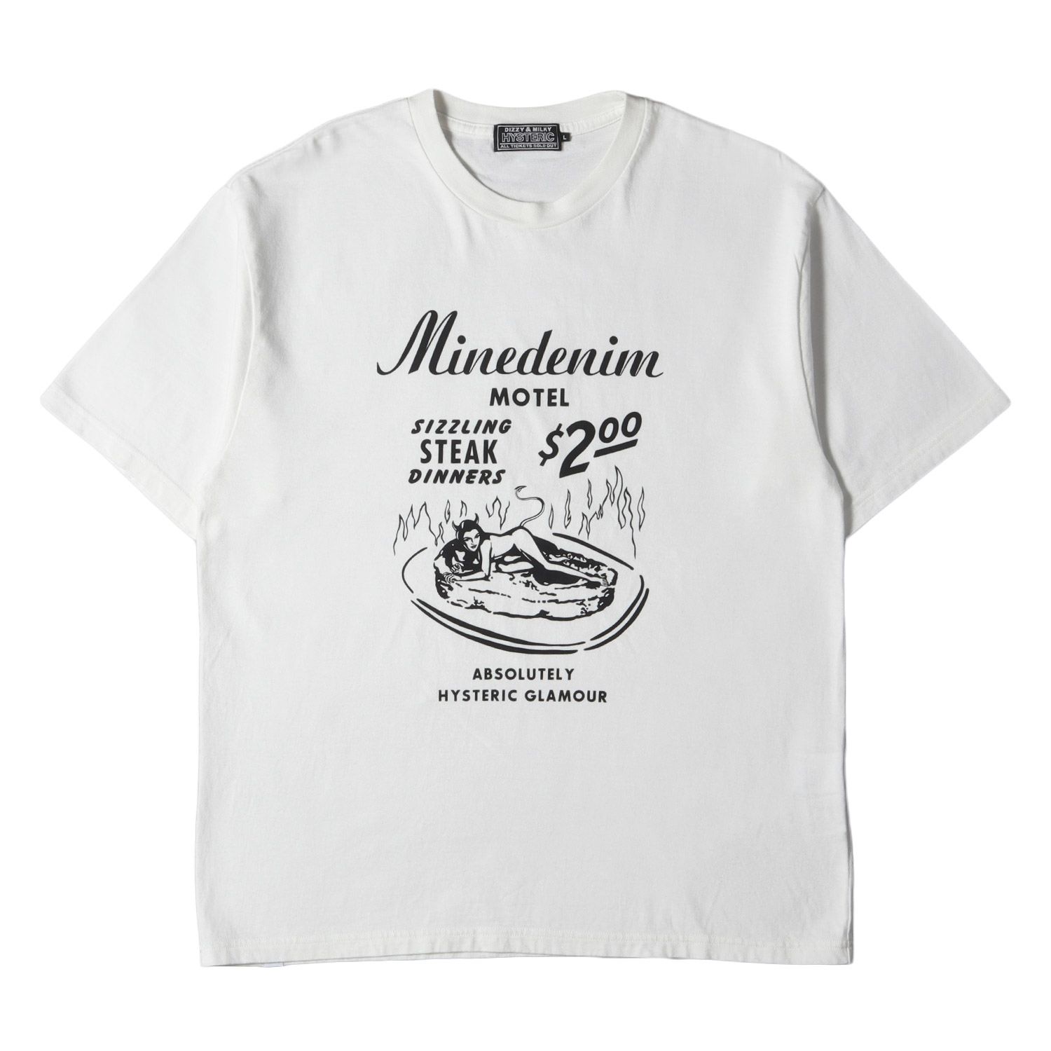 HYSTERIC GLAMOUR ヒステリックグラマー Tシャツ サイズ:L 22AW MINEDENIM ロゴ デビル ガール プリント  クルーネック Tシャツ ホワイト 白 日本製 トップス カットソー 半袖【メンズ】 - メルカリ