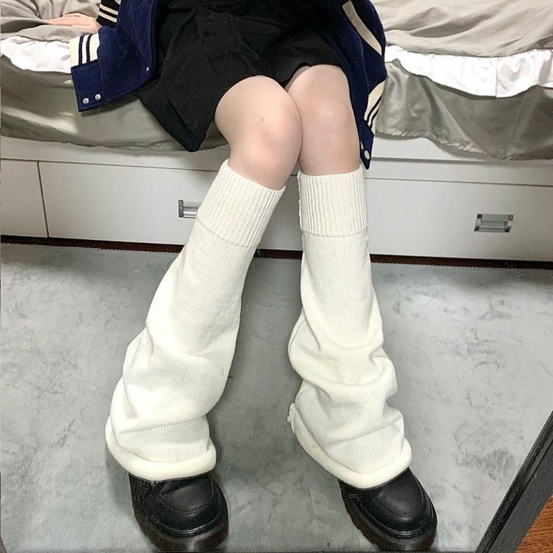 レッグウォーマー白 ルーズソックス 制服 JK 防寒 コスプレ 韓国