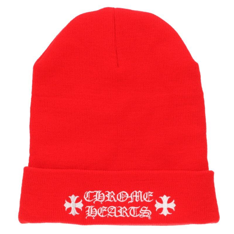 クロムハーツ WOOL WATCH CAP ロゴ刺繍ビーニーニット帽子 メンズ ONE SIZE