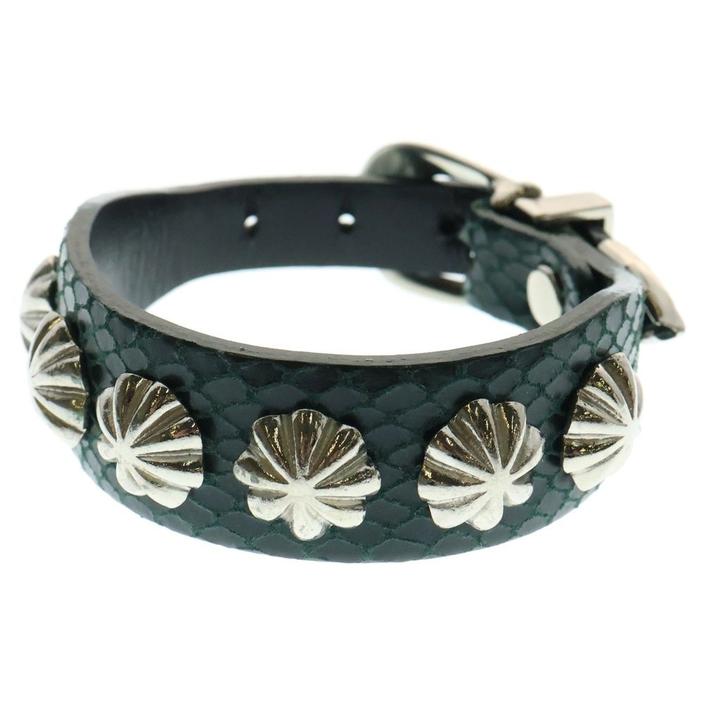 TOGA トーガ CONCHO LEATHER BANGLE コンチョレザーバングル ブレスレット グリーン|シルバー TZ241-AK942
