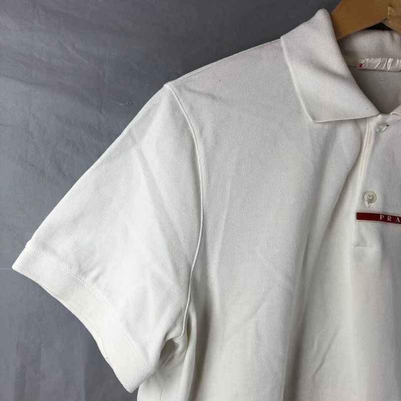 プラダ PRADA ポロシャツ 半袖 綿100％ ロゴ入り 白 928795 - メルカリ