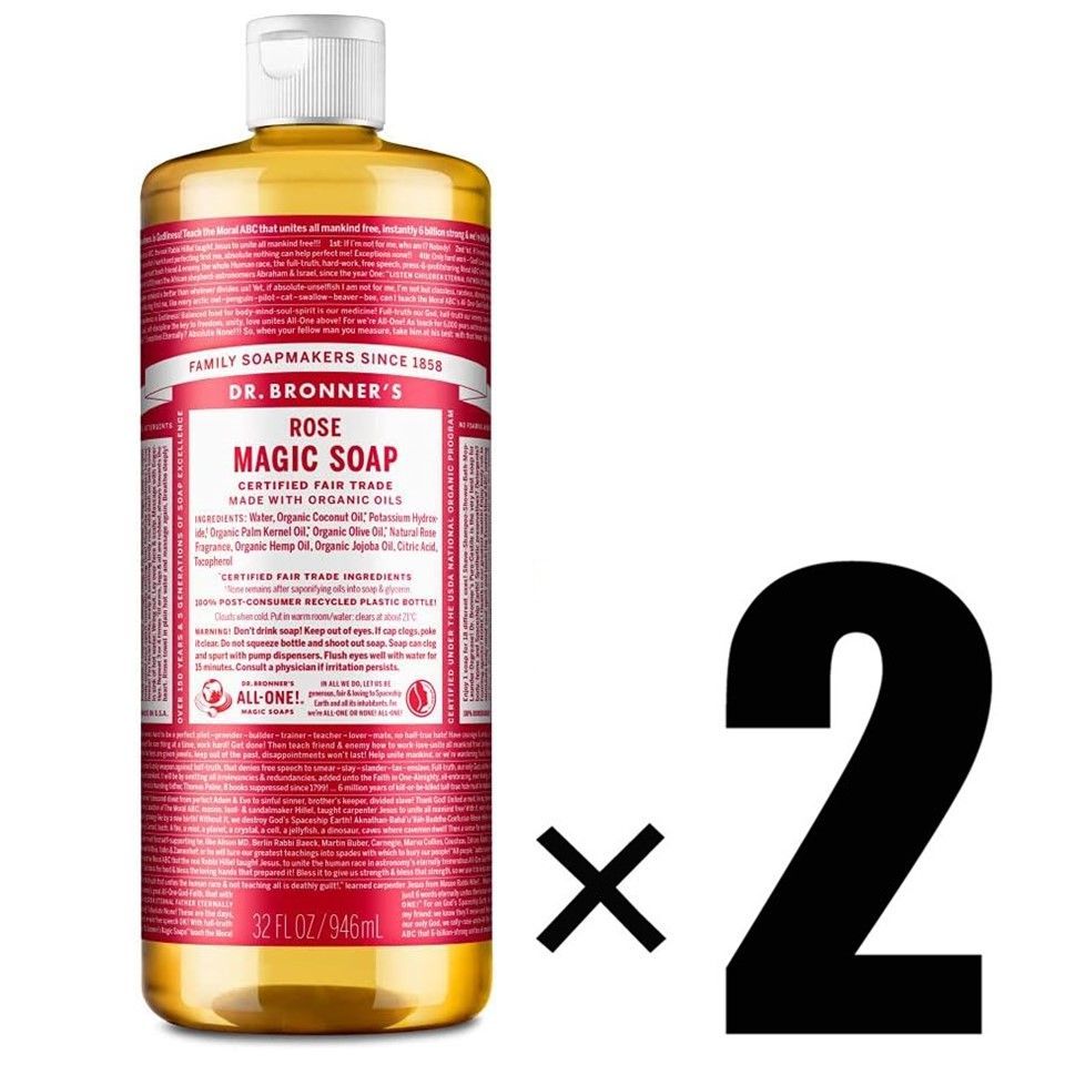 ☆送料無料☆ドクターブロナー☆マジックソープ☆946ml 2本☆ローズ☆