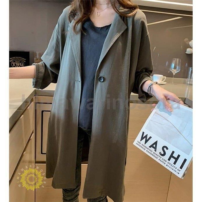 レディース トレンチコート 春 スプリングコート コットンリネン