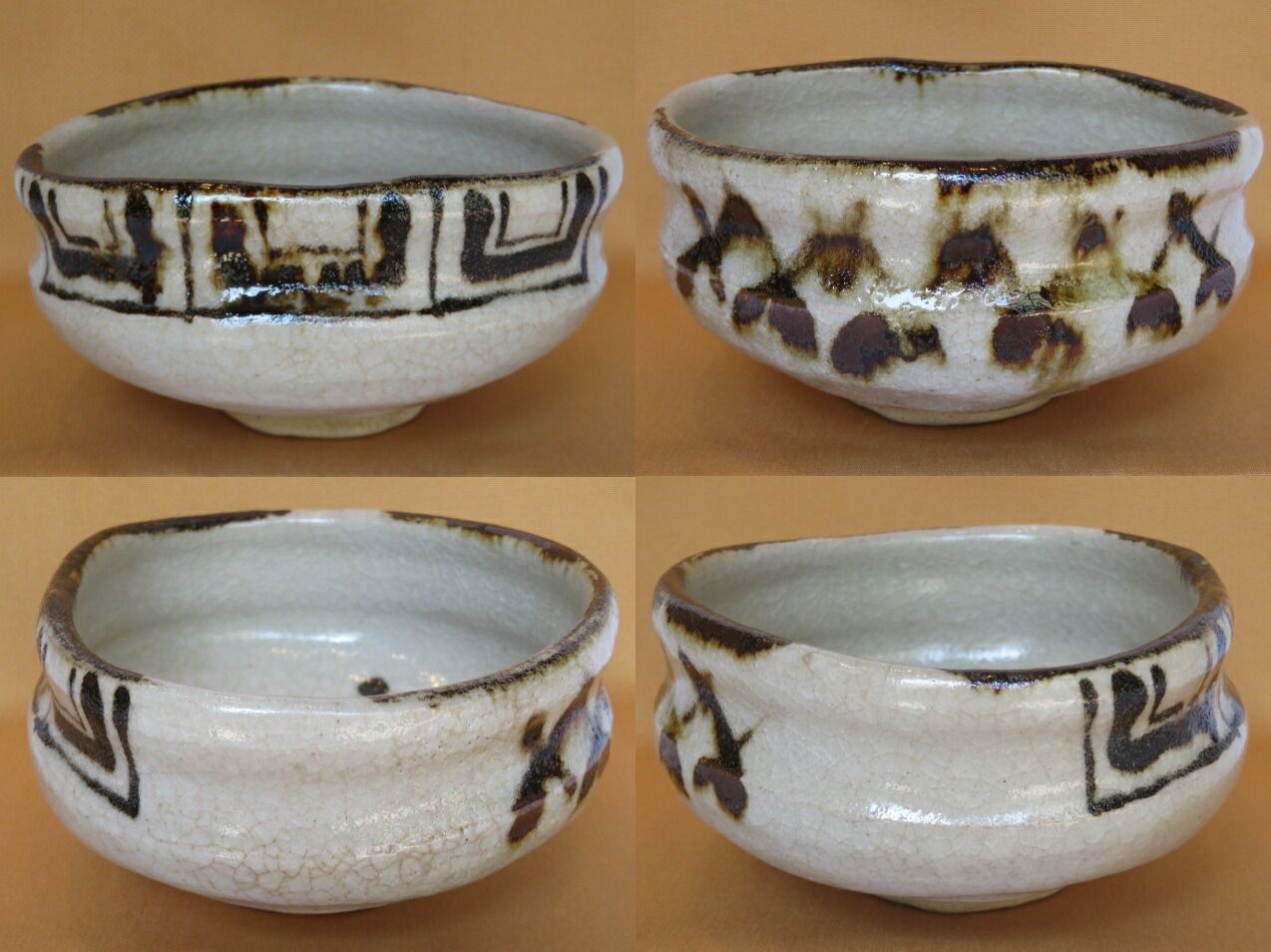 三右衛門◇祭り）美濃焼 大萱八坂窯 加藤弥右衛門作 弥七田織部茶碗