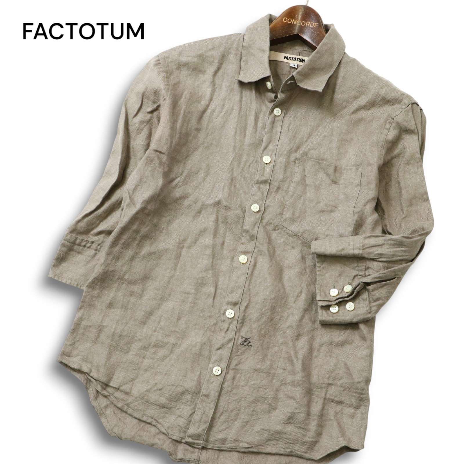 ファクトタム　FACTOTUM　七分袖　シャツ FACTOTUM ファクトタム 春夏☆ 麻 リネン100% 7分袖 シャツ Sz