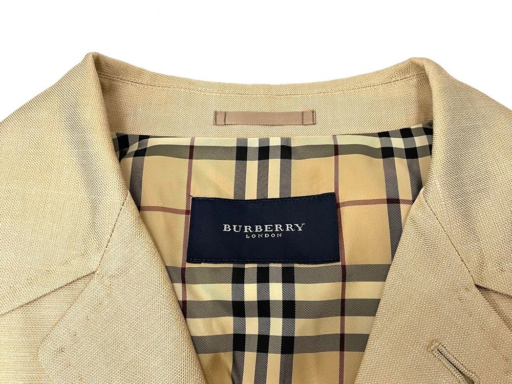バーバリーロンドン　シルク混　日本製　ストライプ柄　テーラードジャケット　A7 バーバリー ロンドン BURBERRY LONDON スーツ セットアップ