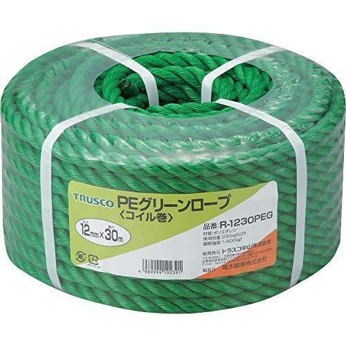TRUSCO トラスコ PEグリーンロープ 緑 12mm×30m 3つ打タイプ R-1230PEG