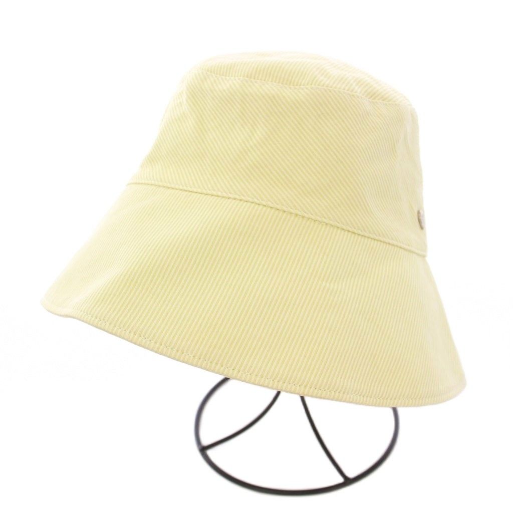 ヘレンカミンスキー HELEN KAMINSKI バケットハット バケハ 帽子 ストライプ柄 F 黄緑 ライトグリーン BB