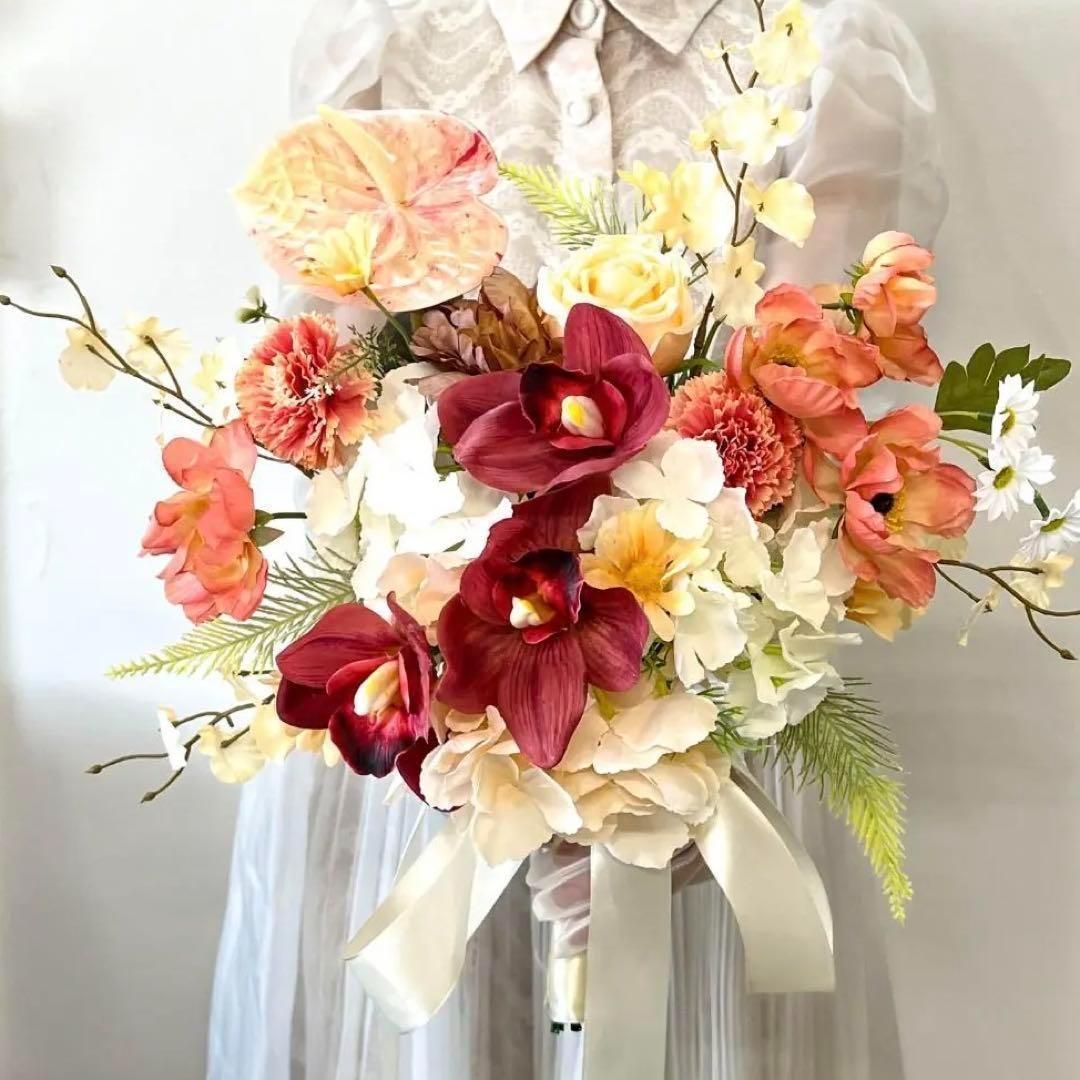 高級花嫁ブーケ 手作りブーケW039造花ブーケウェディングブーケ