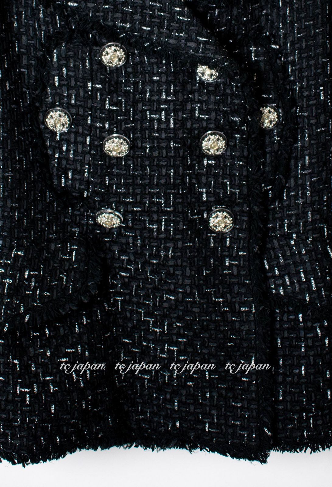 シャネル ジャケット CHANEL 131万 ブラック ロゴ リボンテープ 憧れの