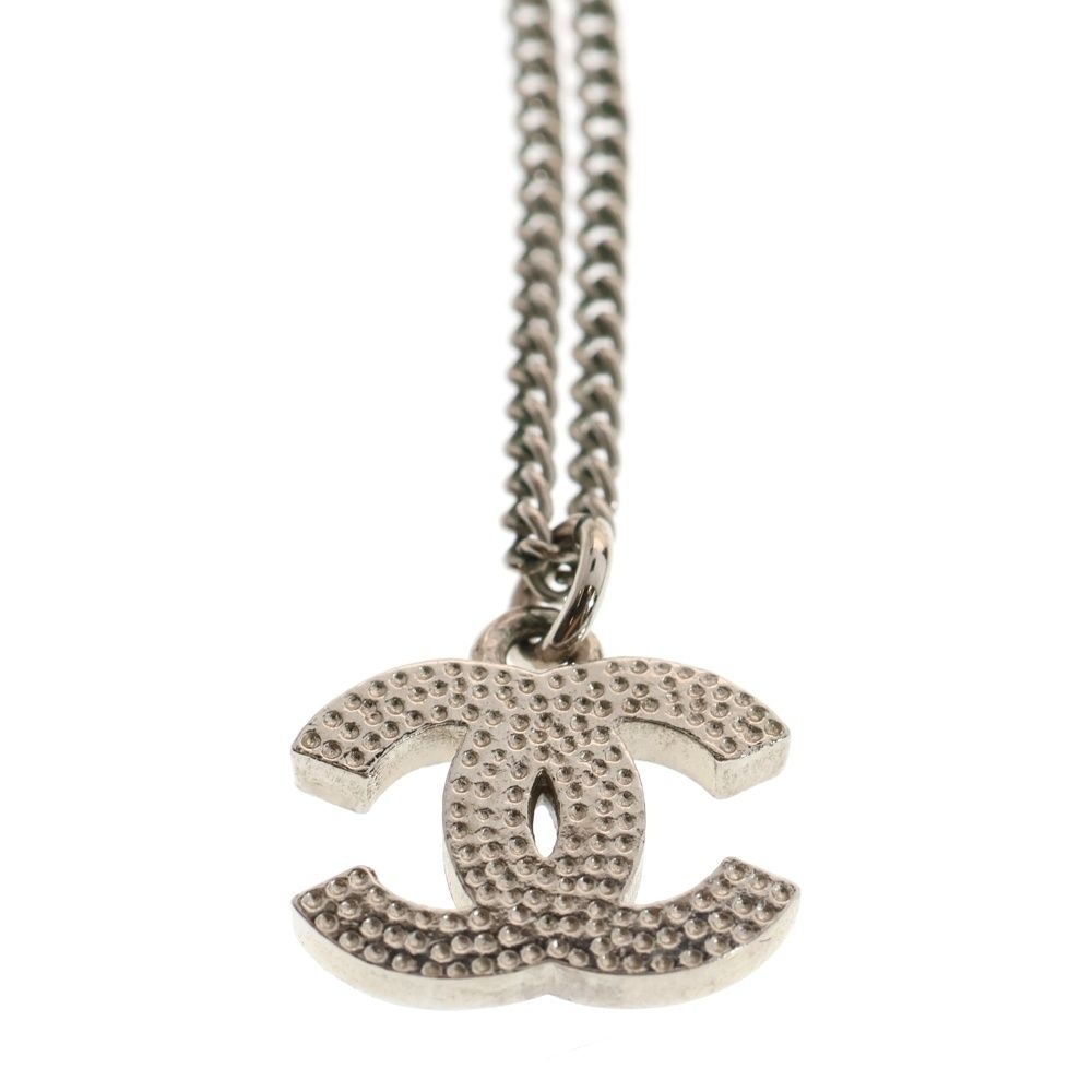 CHANEL シャネル 正規品 ココマーク ラインストーン ネックレス シルバー CHANEL シャネル ココマーク ラインストーン ネックレス