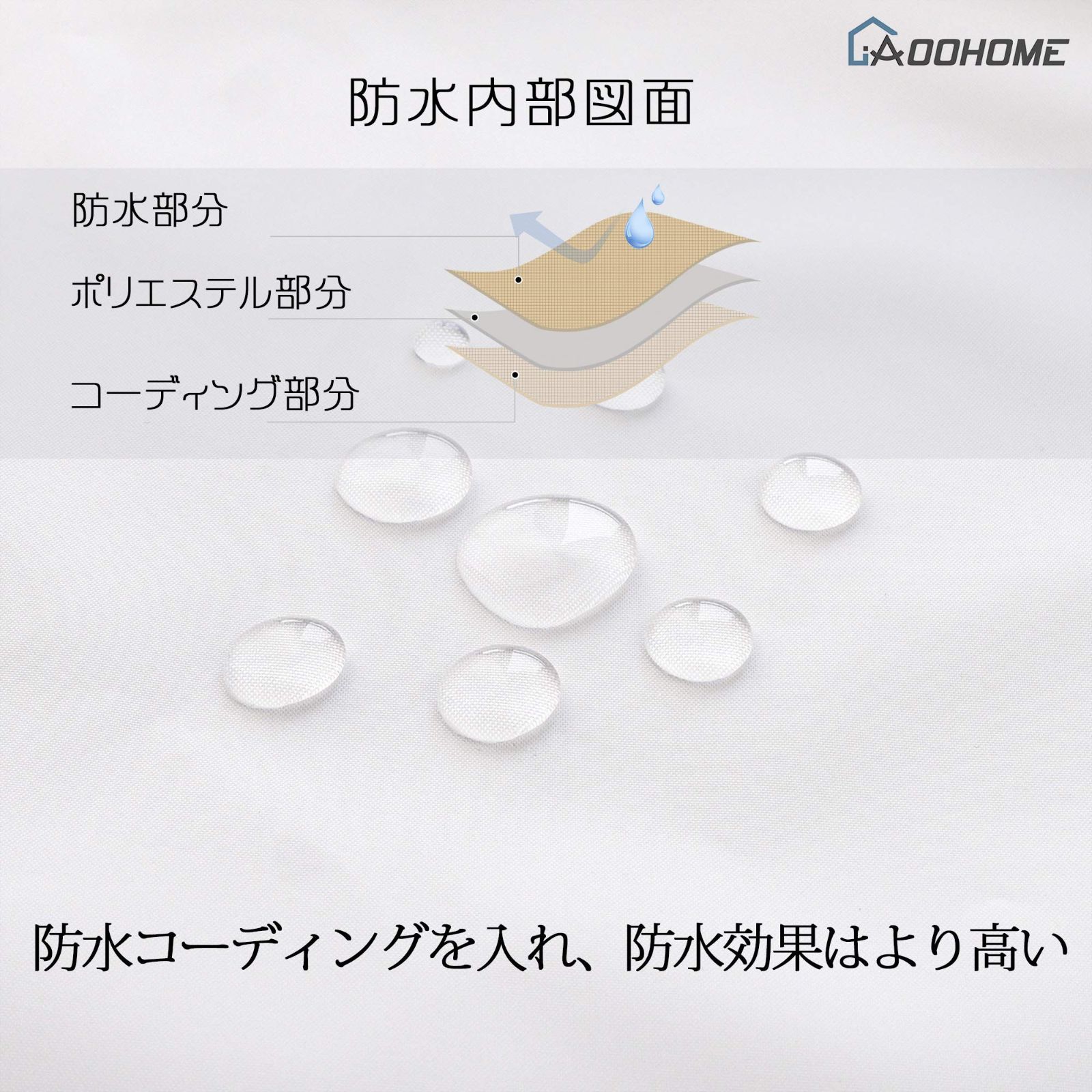 リング付き バス用品 白 無地 ホワイト ホテル ポリエステル製 速乾 軽量 お風呂カーテン 150x150cm ユニットバス 防水 防カビ 150cm丈 シャワーカーテン AooHome