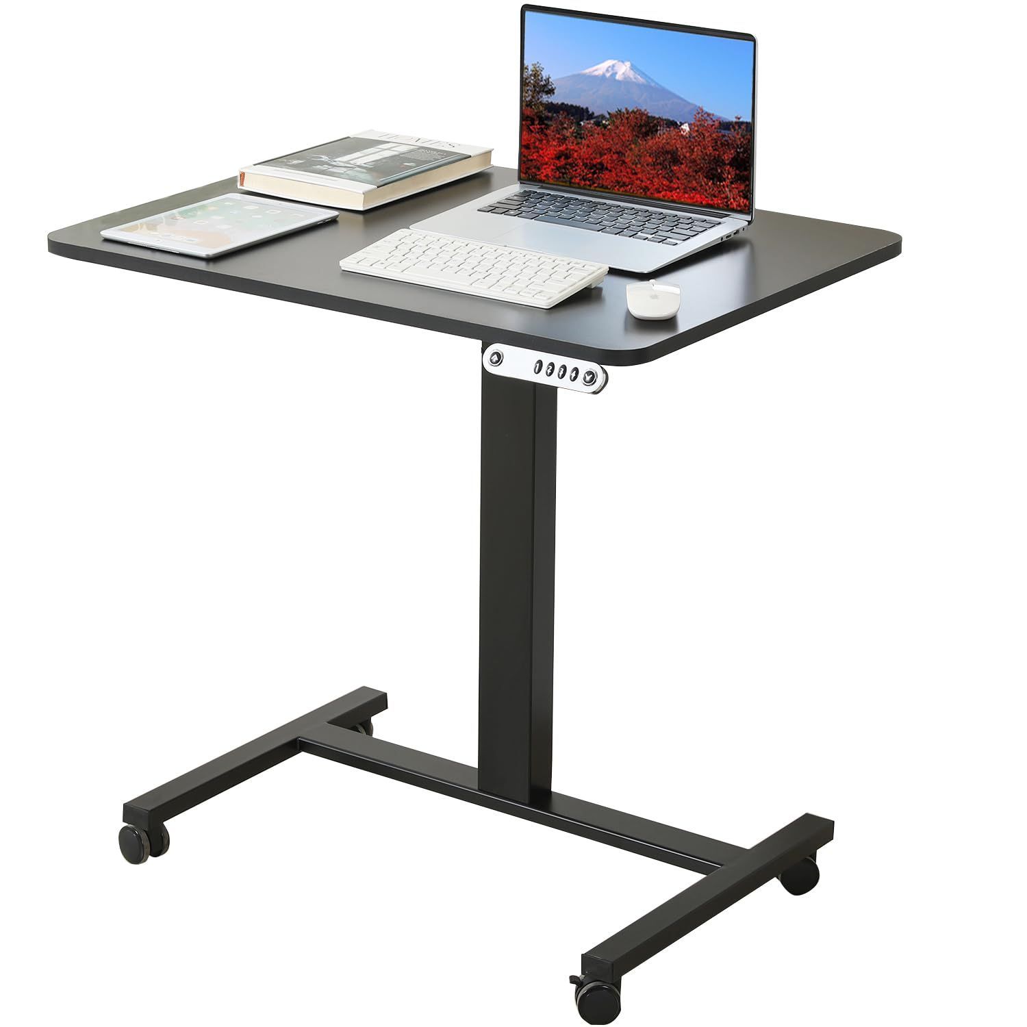 BilBil デスク 電動式 サイドテーブル パソコンラック ベッドテーブル 電動昇降式机 80CM×60CM サイドデスク 昇降式机 電動式つくえ オフィスワークテーブル ゲーミングデスク 高さ調節可能 高