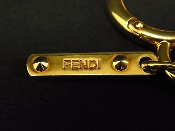FENDI - ■極美品■ FENDI フェンディ ポンポンチャーム ファー×レザー キーホルダー キーリング バッグチャーム イエロー系 FA4102 □極美品□ FENDI フェンディ ポンポンチャーム ファー×レザー