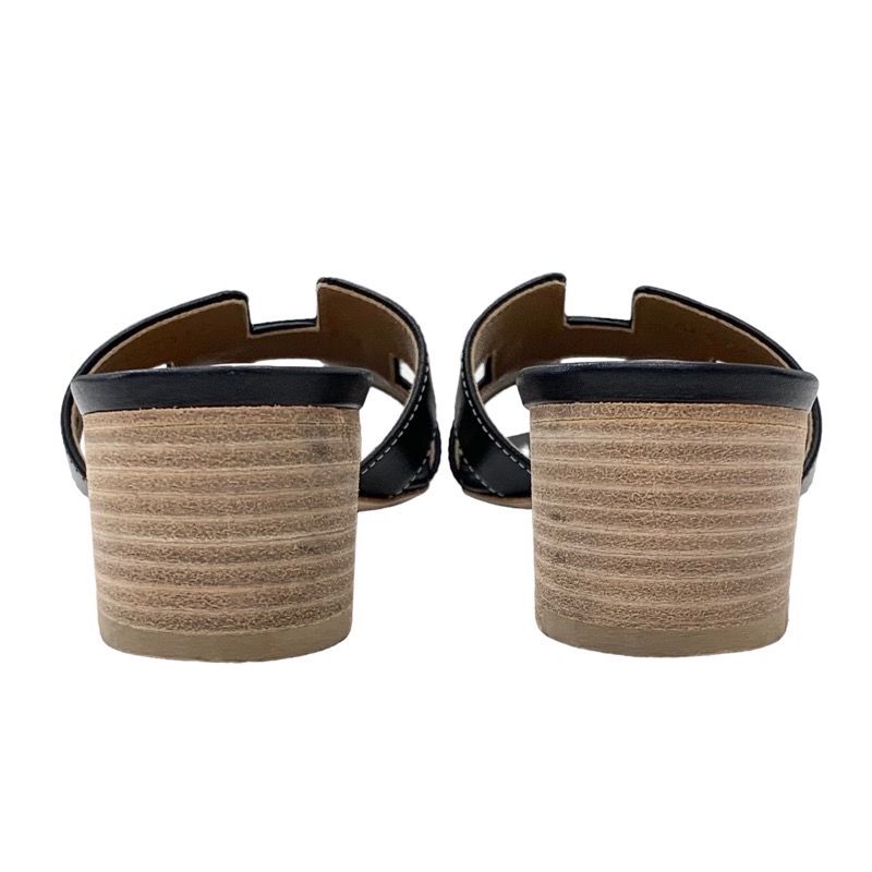 エルメス HERMES オアジス サンダル 靴 シューズ レザー ブラック 黒  