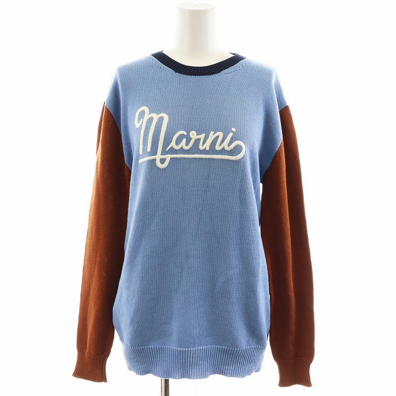 マルニ MARNI 22SS ニット セーター 長袖 ロゴ コットン 40 マルチ 