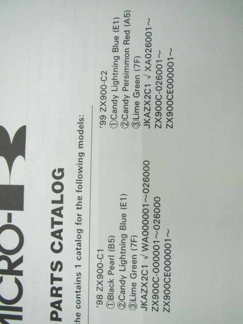 ZX-9R パーツリスト Ninja 英語版 '98～99 ZX900-C1 2 カワサキ 正規