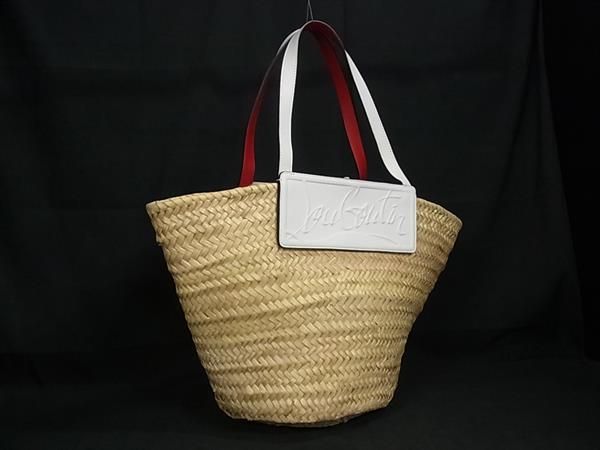 □極美品□ Christian Louboutin ルブタン ルビショア ラフィア×レザー