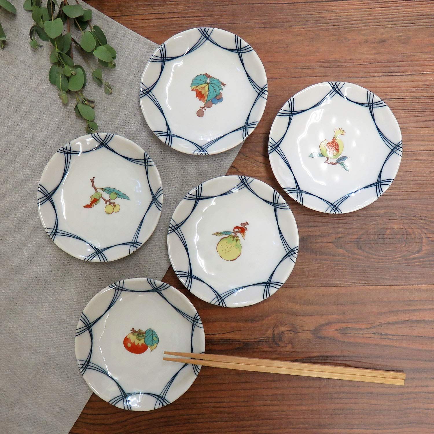 セール お皿 セット おしゃれ 食器 九谷焼 小皿 5枚組 果実文 陶器 和食器 取り皿 日本製