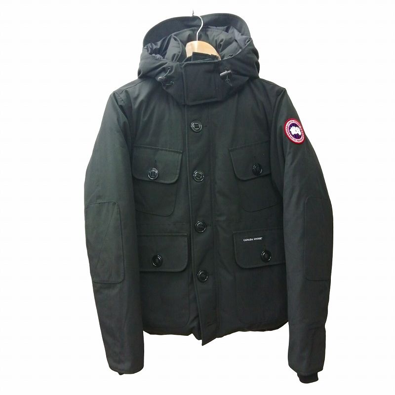 カナダグース CANADA GOOSE 美品 3801M マルチポケットダウンジャケット フード付き 黒 ブラック XS GY09