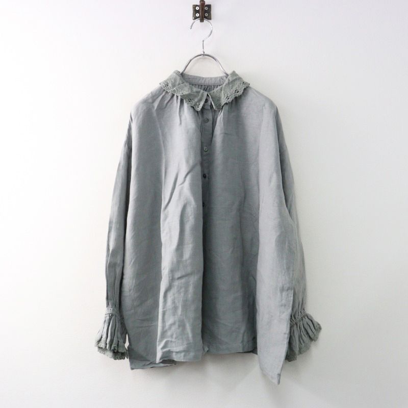 2022AW ネストローブ nest Robe リネンレース襟ギャザーブラウス