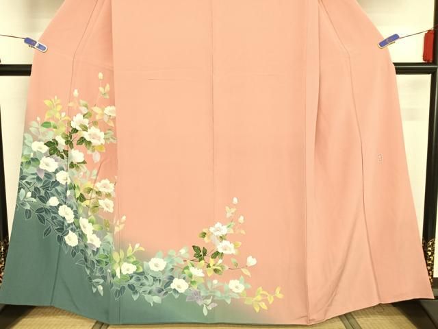 平和屋着物○十日町友禅 女流作家 遠田藤舟 訪問着 枝花文 暈し染め