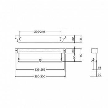 シロクマ UL型スリムボックス二段掛棒 350mm AG塗装 NH-11