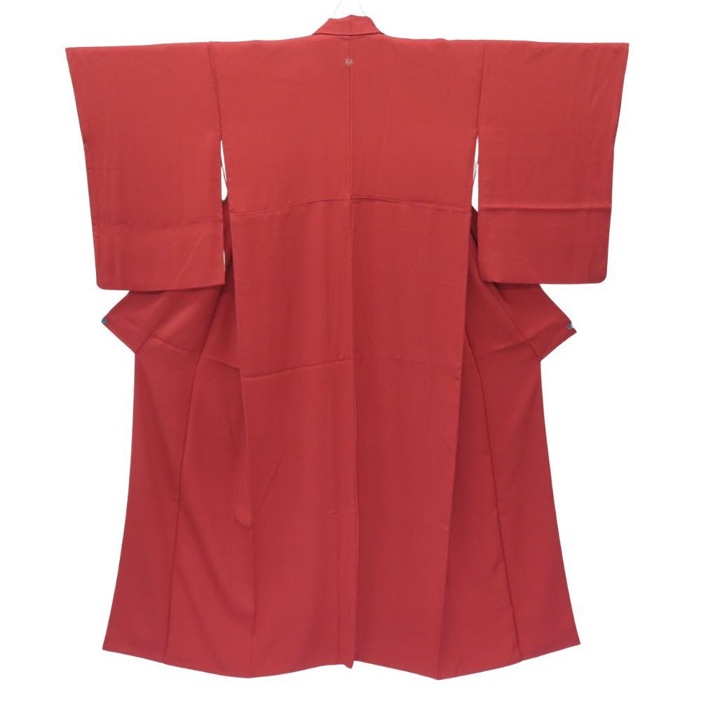 色無地 堅牢染 正絹 金銀糸除く レッド系 えんじ フォーマル 1つ紋 和装 呉服 和服 きもの レディース 女性