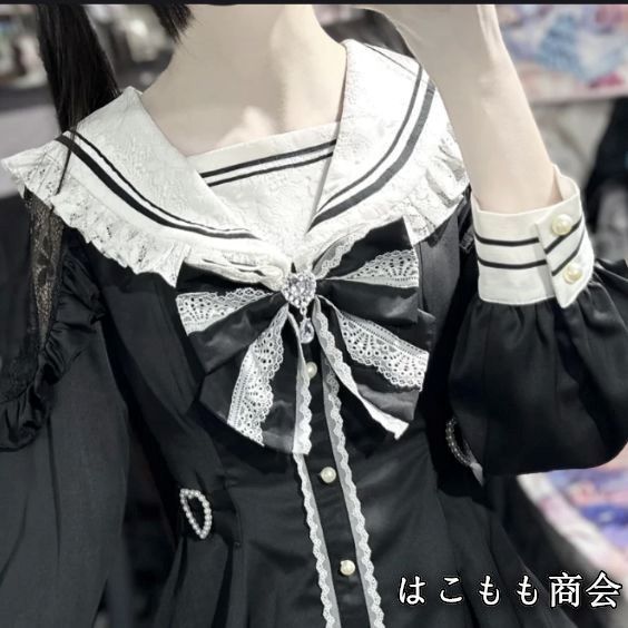 美品・未使用新品】スイート地雷系リボン付きウエストシェイプ長袖 