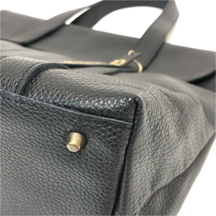 MARINE DAY マリンデイ フラップ付き S-PUBLIC トートバッグ シュリンクカウレザー ブラック レディース DECORATOM_COM_BR