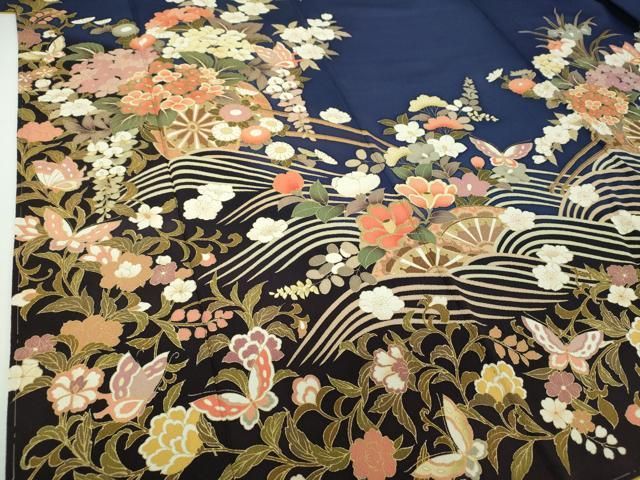 平和屋着物○豪華色留袖 流水芝草花文 暈し染め 金彩 阪急百貨店扱い