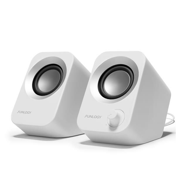 新品ホワイト FUNLOGY Speaker（スピーカー/PCスピーカー）【VGP2024受賞 / 総合14W / ステレオスピーカー/パソコン/USB給電/重低音/AUX / 3.5mmピン入力 / 日本ブランド 】 (ホワイト)