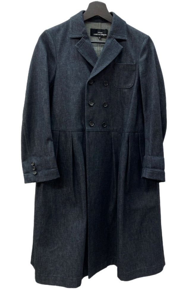 コムデギャルソン COMME des GARCONS トリコ tricot 2015年製 ルック4 ダンガリー デニム タック ロング ポケット ダブルブレスト インディゴ INDIGO TP-C003 コート ネイビー Sサイズ 104LT-142